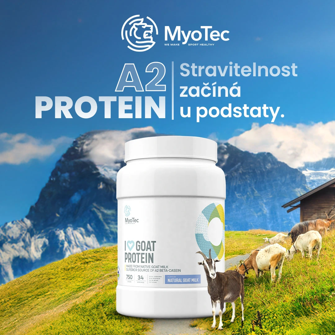 I Love Goat Protein MyoTec - vynikající zdroj A2 proteinu, 100% kozí protein z farmářského kozího mléka, od A po Z vyrobeno v Rakousku. 